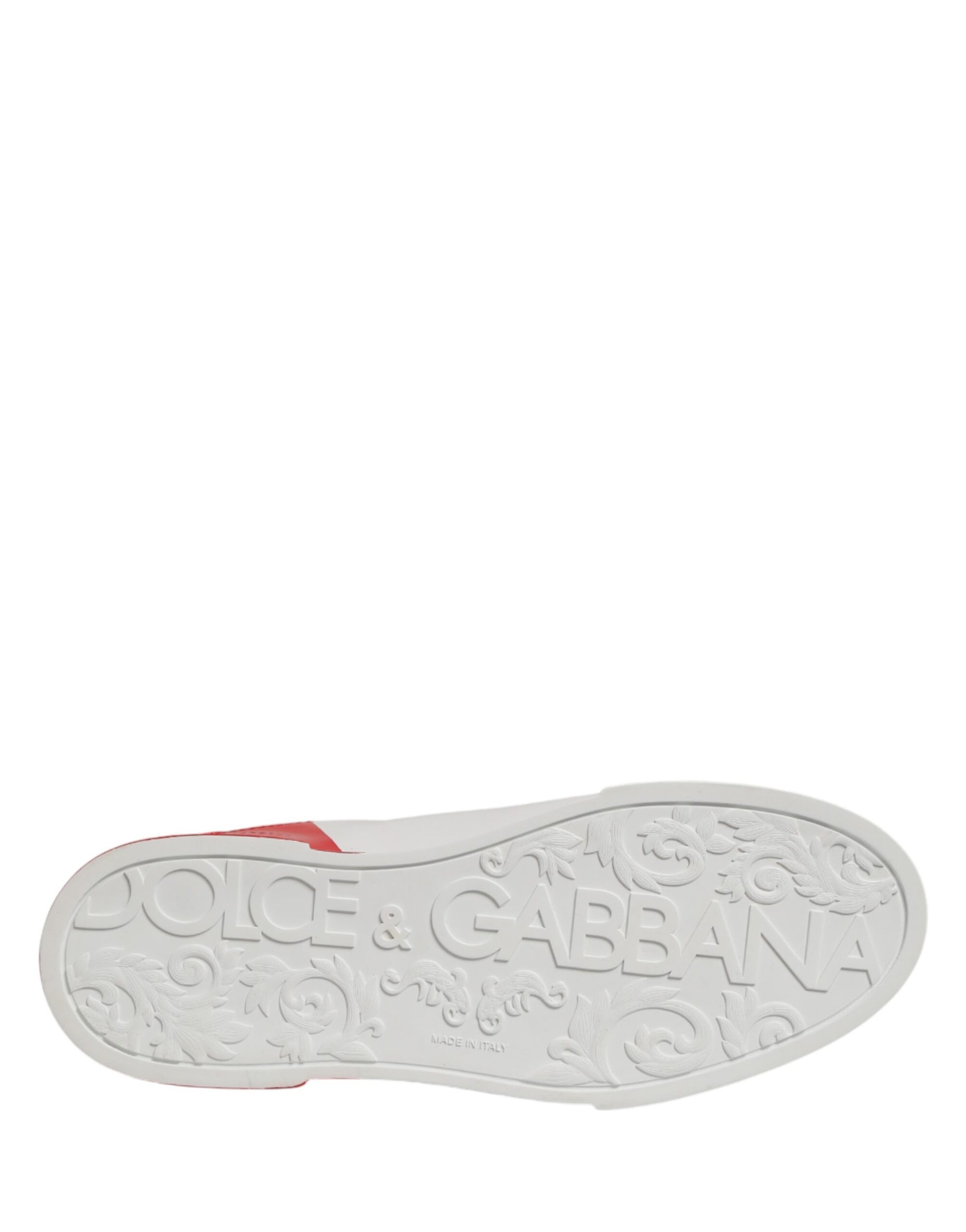 Dolce & Gabbana White Red Portofino Low Top Men Sneakers