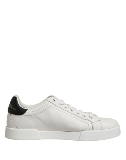 Dolce & Gabbana White Leather DG Logo Low Top Sneakers Shoes