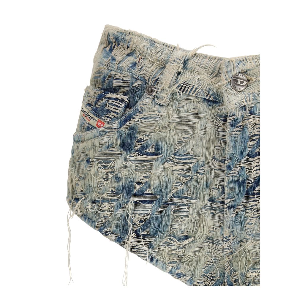 Diesel De-Jizz-FSH1 Light Blue Cotton Bermuda Shorts
