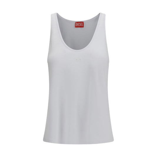 Diesel Oval D Ribbed Tank Top - White Cotton