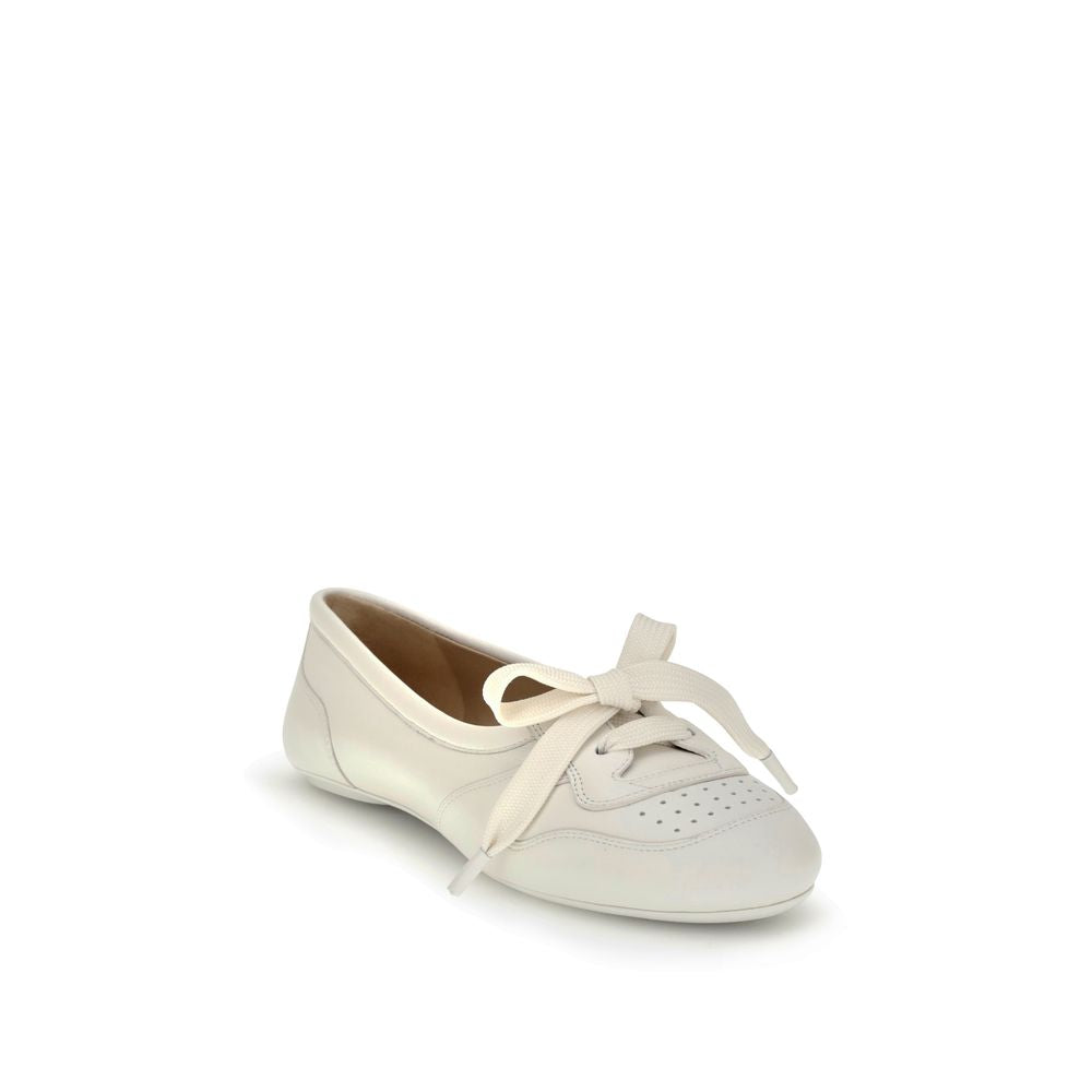 Gianvito Rossi White Calf Leather Bos Taurus Ballet Flats