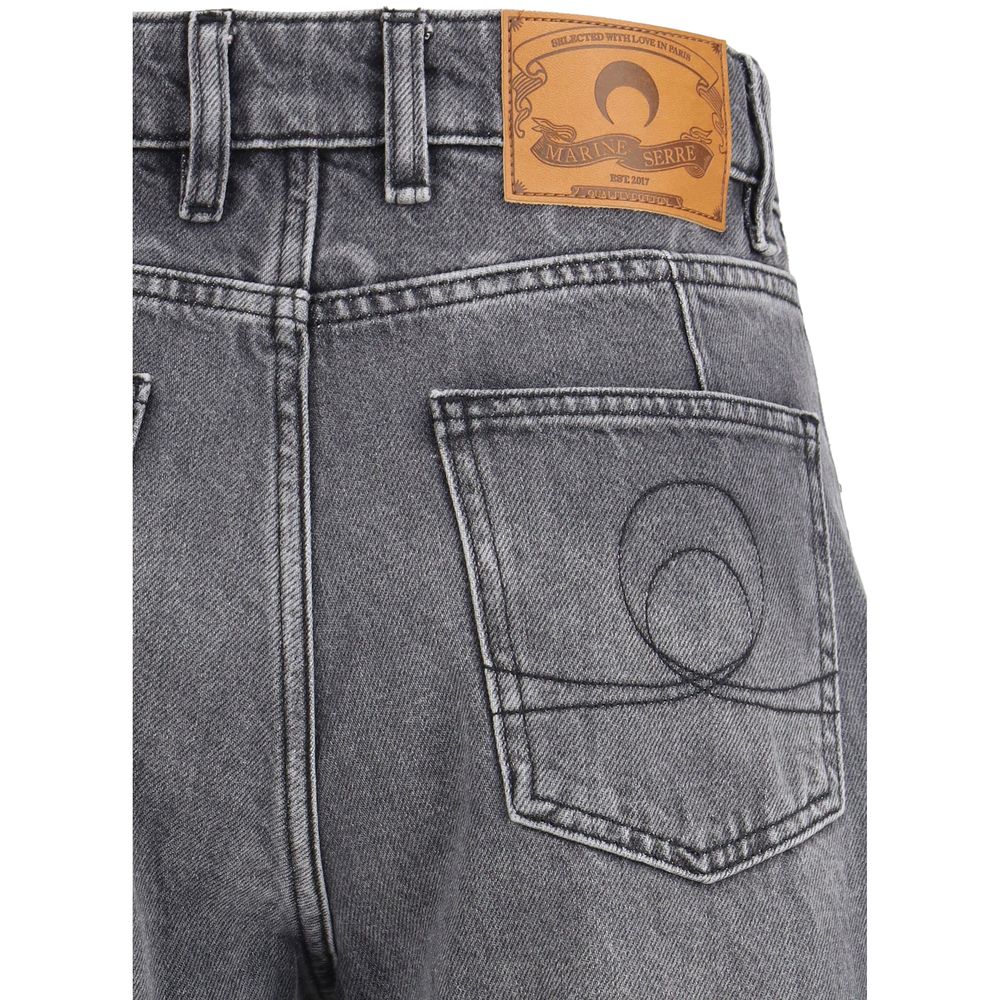 Marine Serre Gray Cotton Flared Jeans