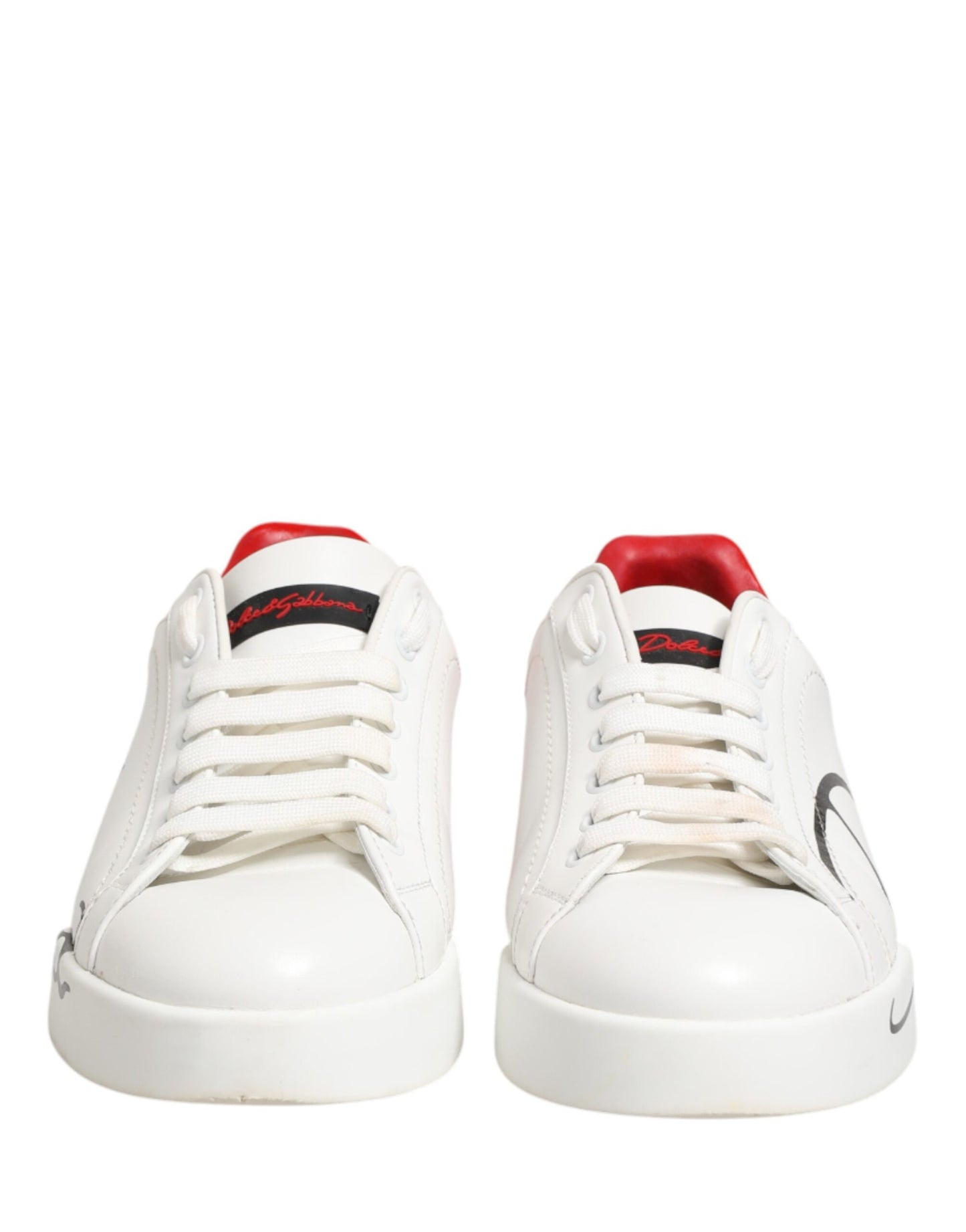 Dolce & Gabbana White Red Portofino Low Top Men Sneakers Shoes