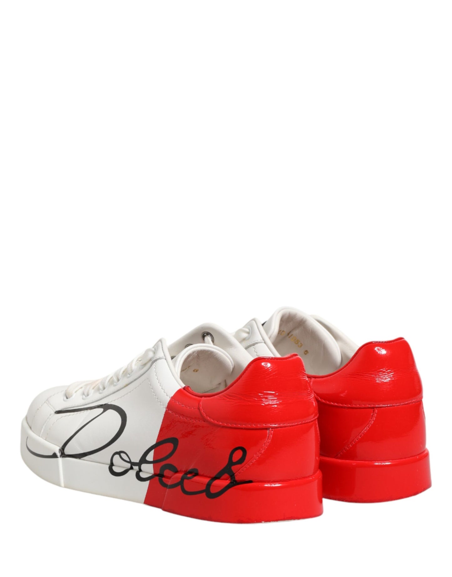 Dolce & Gabbana White Red Portofino Low Top Men Sneakers Shoes
