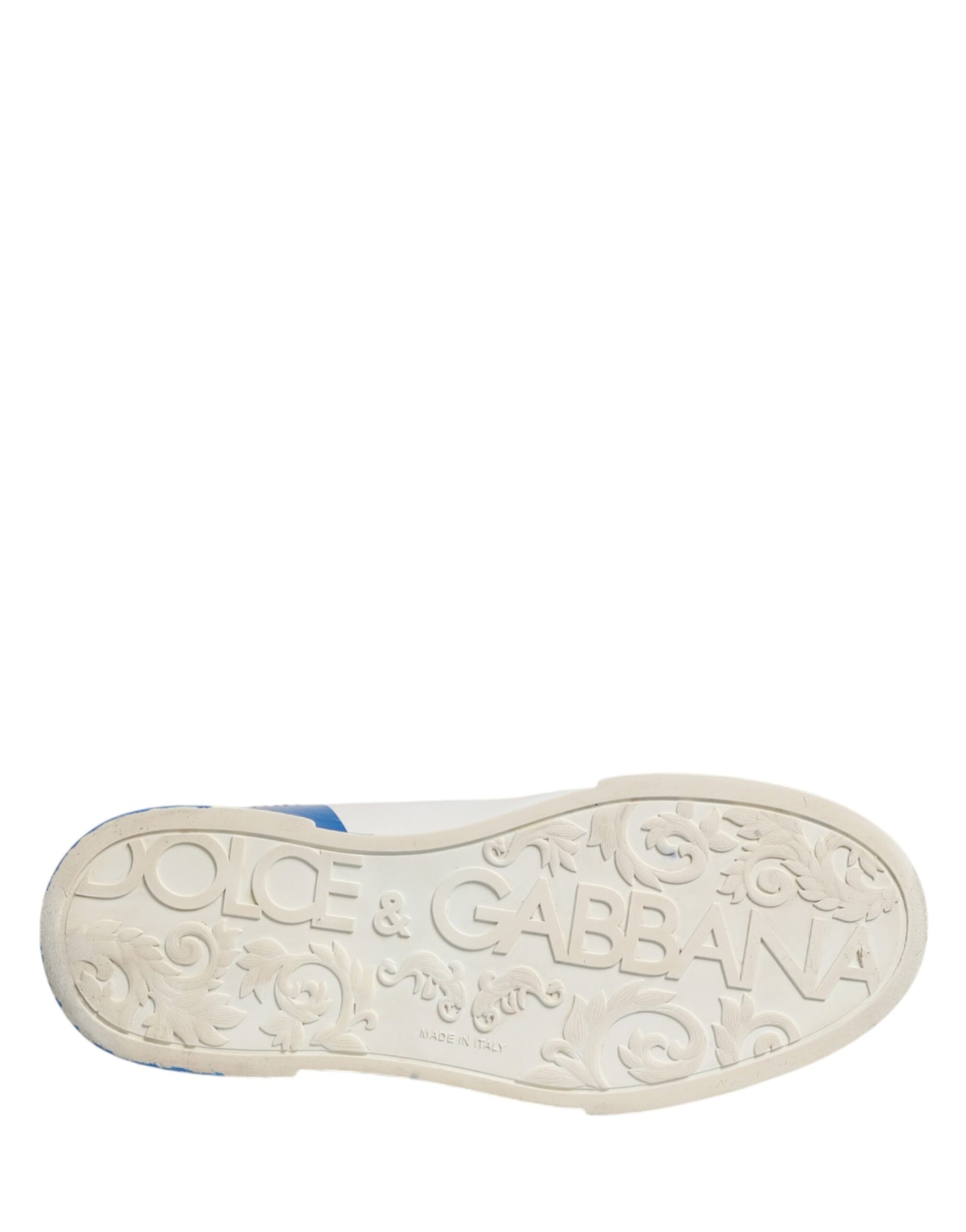 Dolce & Gabbana White Blue Portofino Low Top Sneakers Shoes