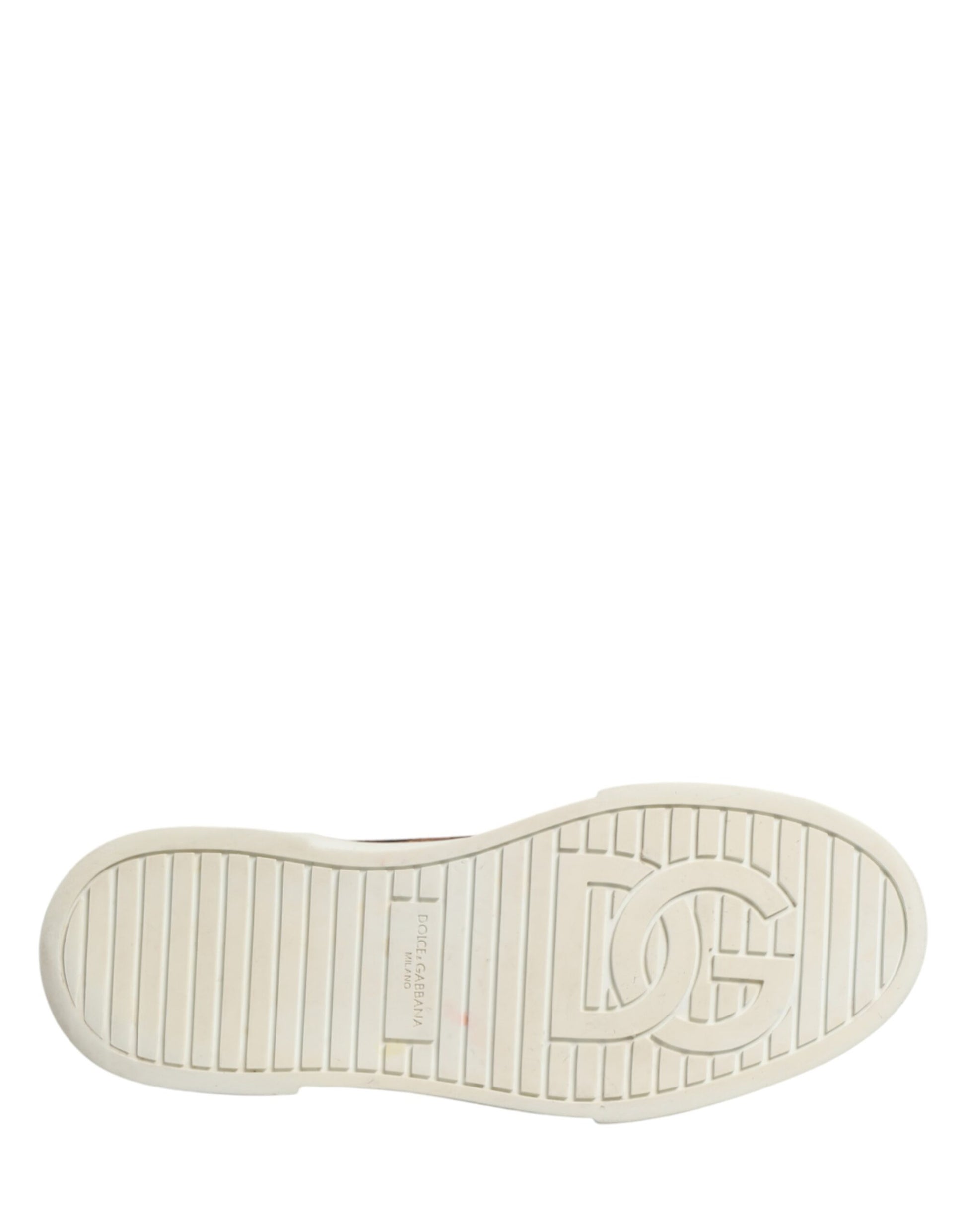 Dolce & Gabbana Brown Leopard Cotton High Top Sneakers