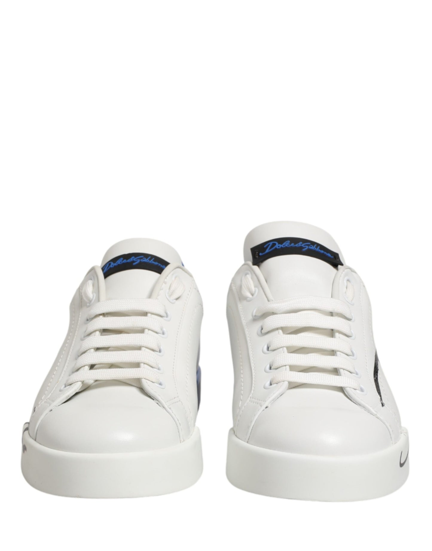 Dolce & Gabbana White Blue Portofino Low Top Sneakers Shoes