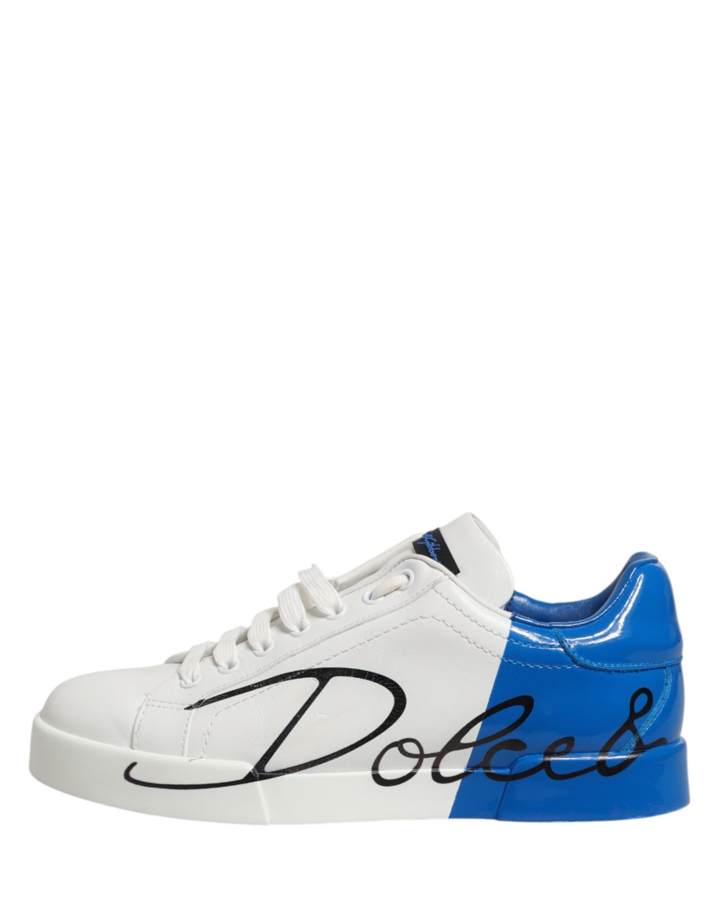 Dolce & Gabbana White Blue Portofino Low Top Sneakers Shoes