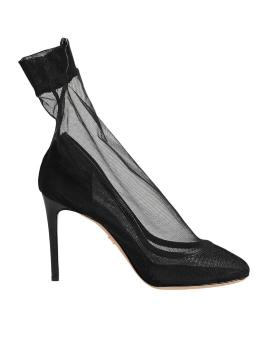 Dolce & Gabbana Black Nylon Stretch Mesh Sock Boots