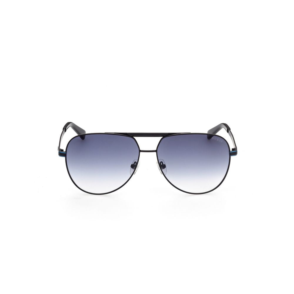 Guess Men’s Sunglasses – Matt Black Metal Frame, Blue Gradient Lenses