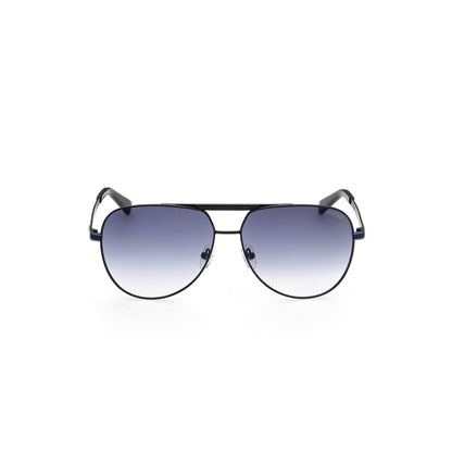 Guess Men’s Sunglasses – Matt Black Metal Frame, Blue Gradient Lenses