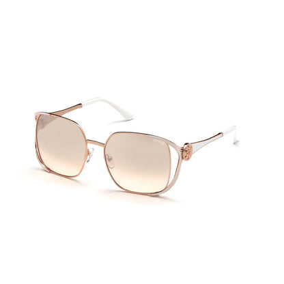 Guess Women’s Sunglasses – Pink Gold Metal Frame, Burgundy Mirror Lenses