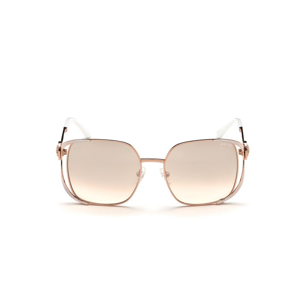 Guess Women’s Sunglasses – Pink Gold Metal Frame, Burgundy Mirror Lenses