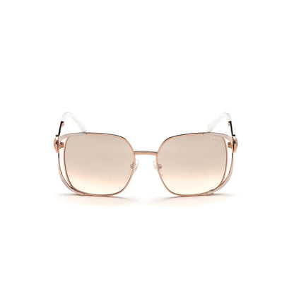 Guess Women’s Sunglasses – Pink Gold Metal Frame, Burgundy Mirror Lenses