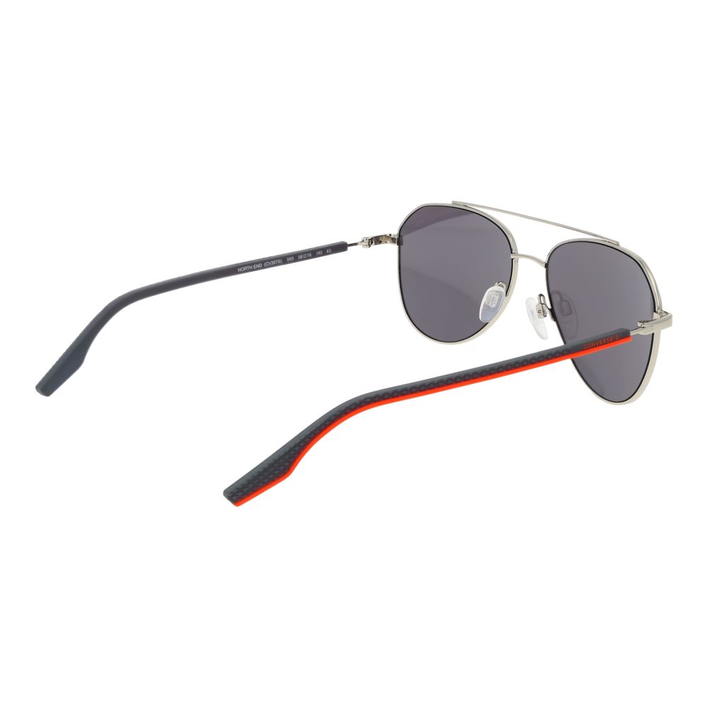 Converse Unisex Sunglasses – Silver Aviator Frame with Mirrored Grey Lenses