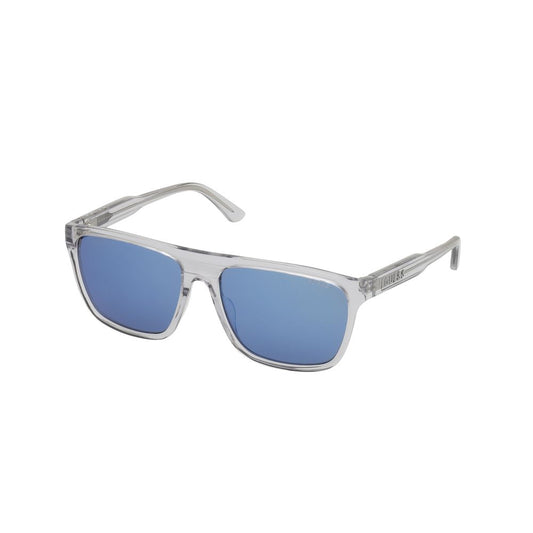 Guess Men’s Sunglasses – Grey Full-Rim Frame, Blue Lenses