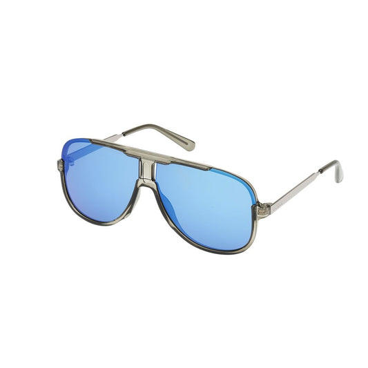 Guess Men’s Sunglasses – Blue Full-Rim Frame, Mirrored Lenses