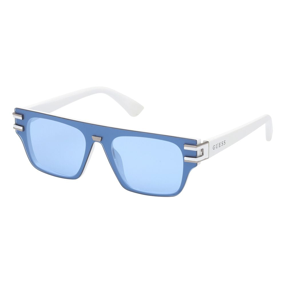 Guess Men’s Sunglasses - White Plastic Frame, Blue Lenses