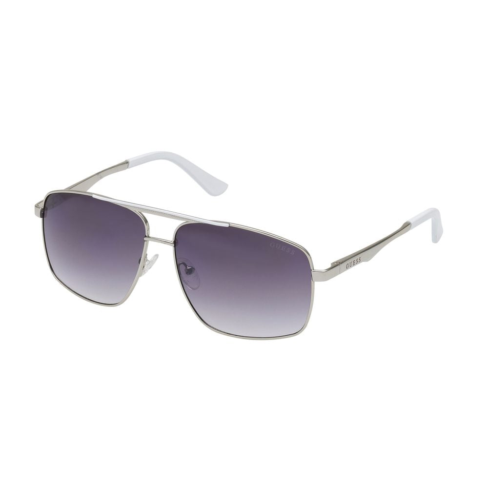 Guess Men’s Sunglasses – Grey Metal Frame, Purple Lenses