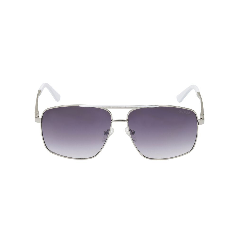 Guess Men’s Sunglasses – Grey Metal Frame, Purple Lenses