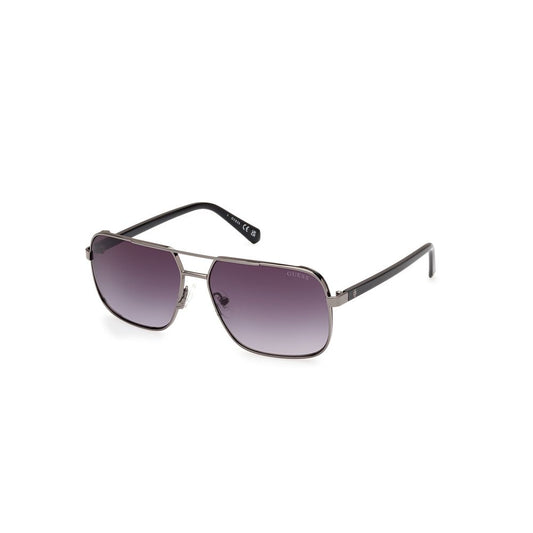 Guess Men’s Sunglasses – Grey Metal Frame, Purple Lenses