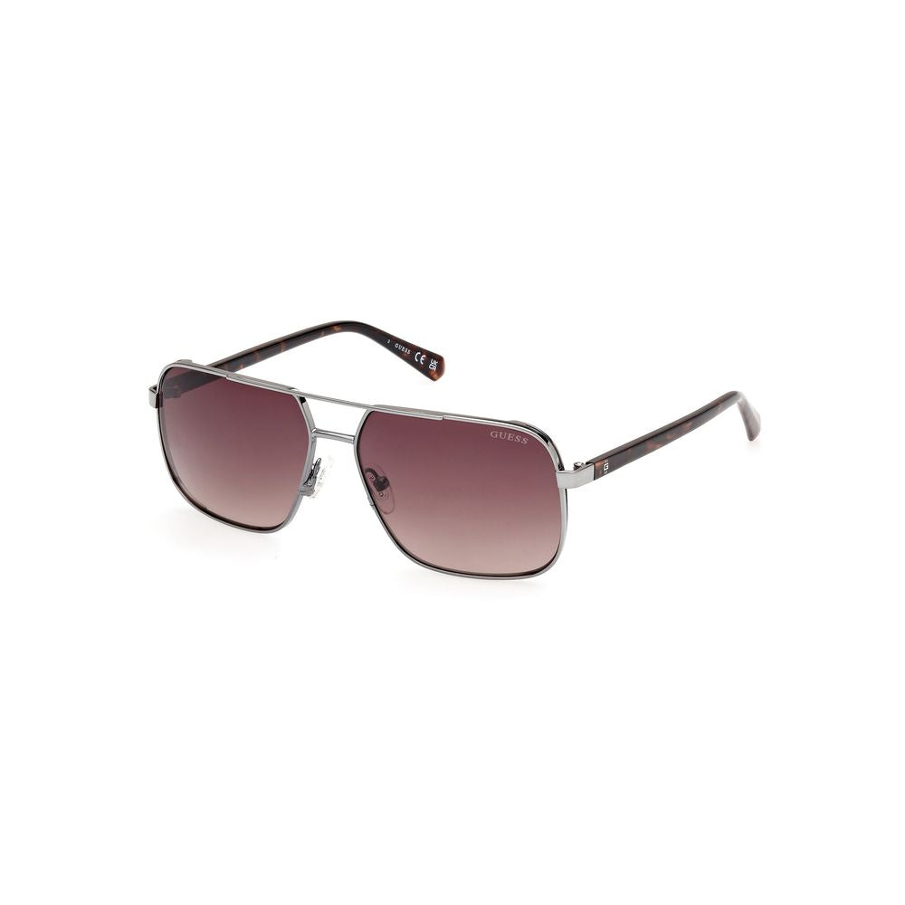 Guess Men’s Sunglasses – Grey Metal Frame, Brown Lenses