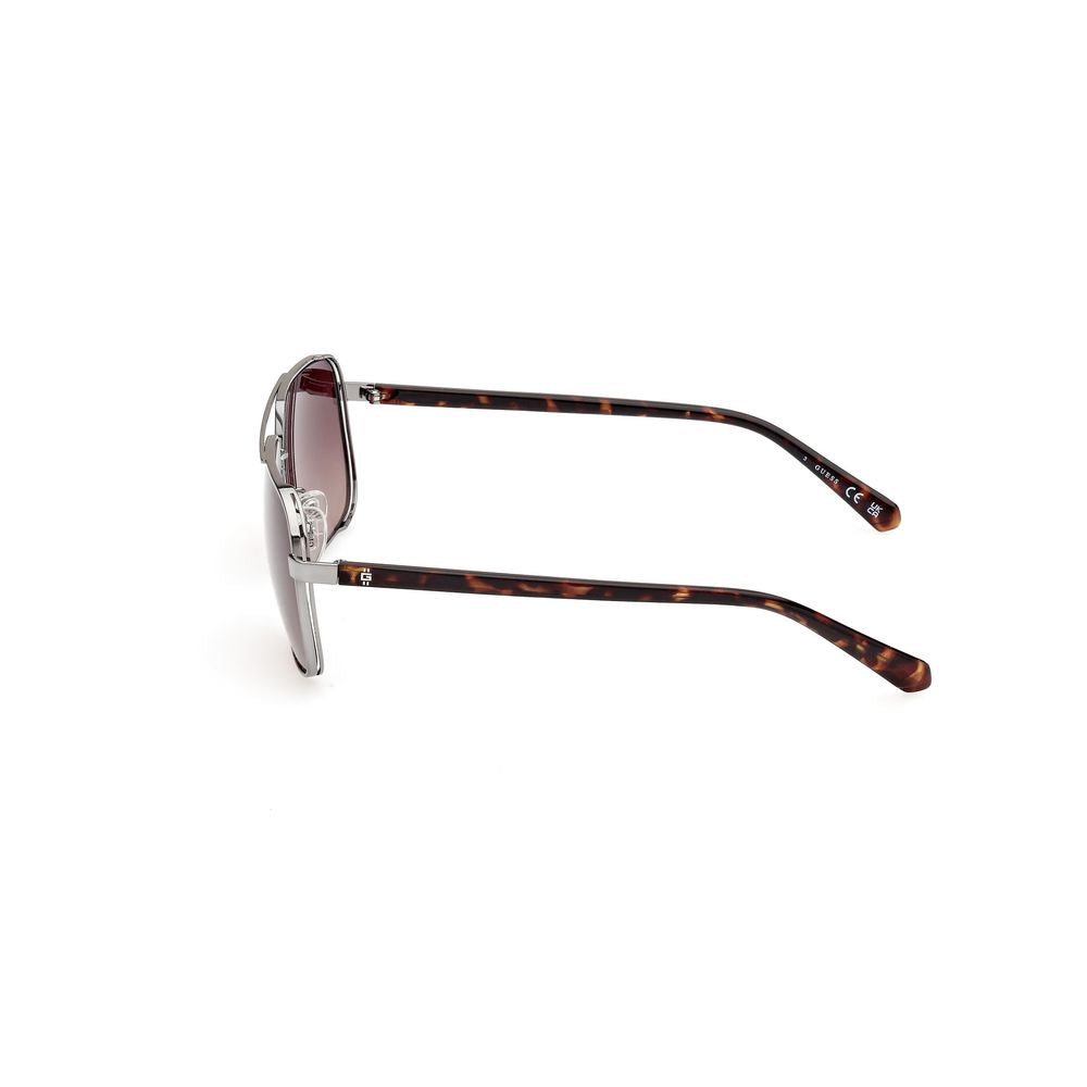Guess Men’s Sunglasses – Grey Metal Frame, Brown Lenses
