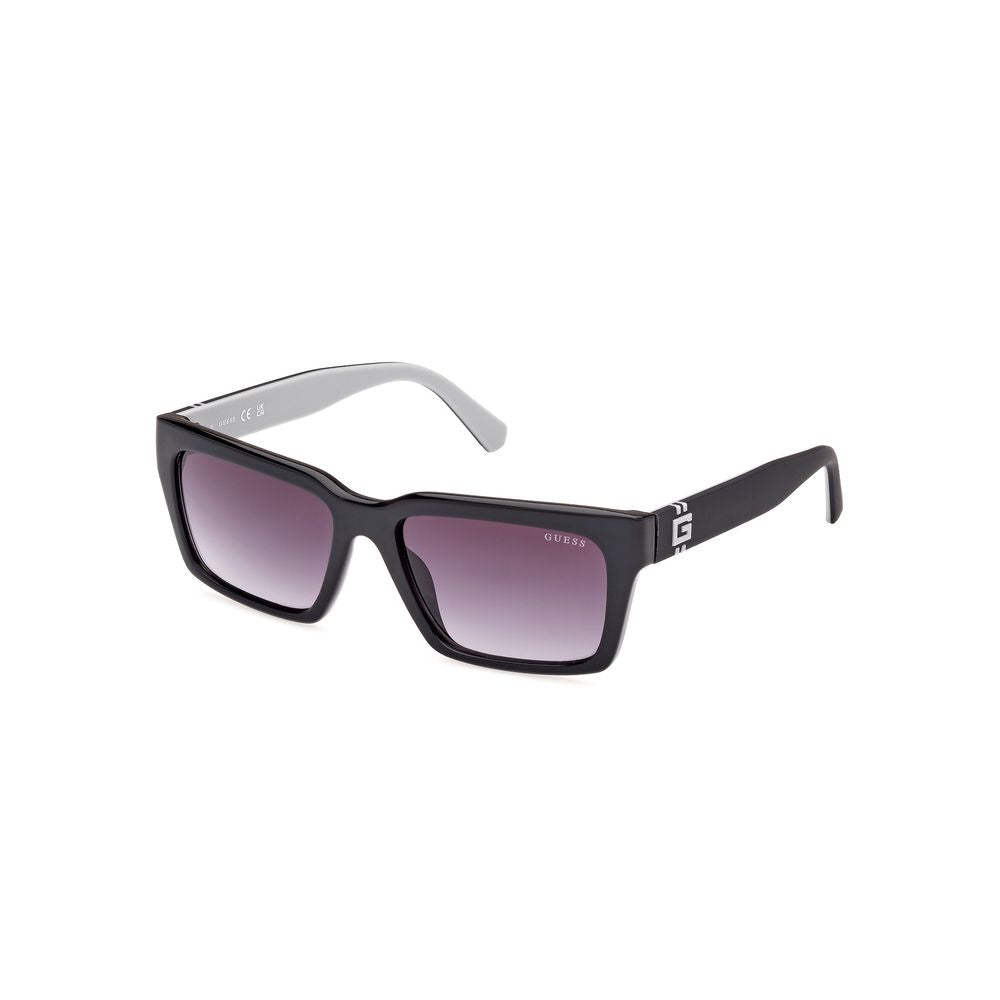 Guess Men’s Sunglasses – Black Rectangle Frame, Purple Lenses