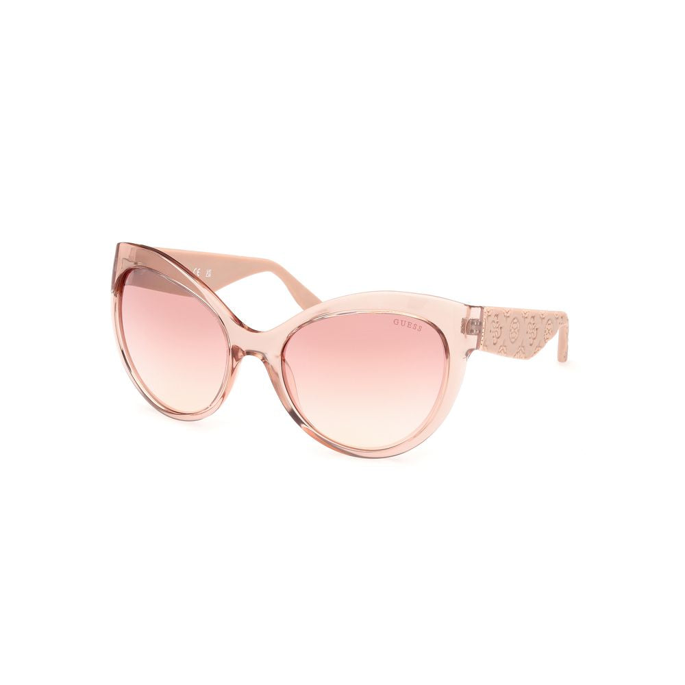 Guess Women’s Sunglasses – Beige Full-Rim Frame, Pink Lenses