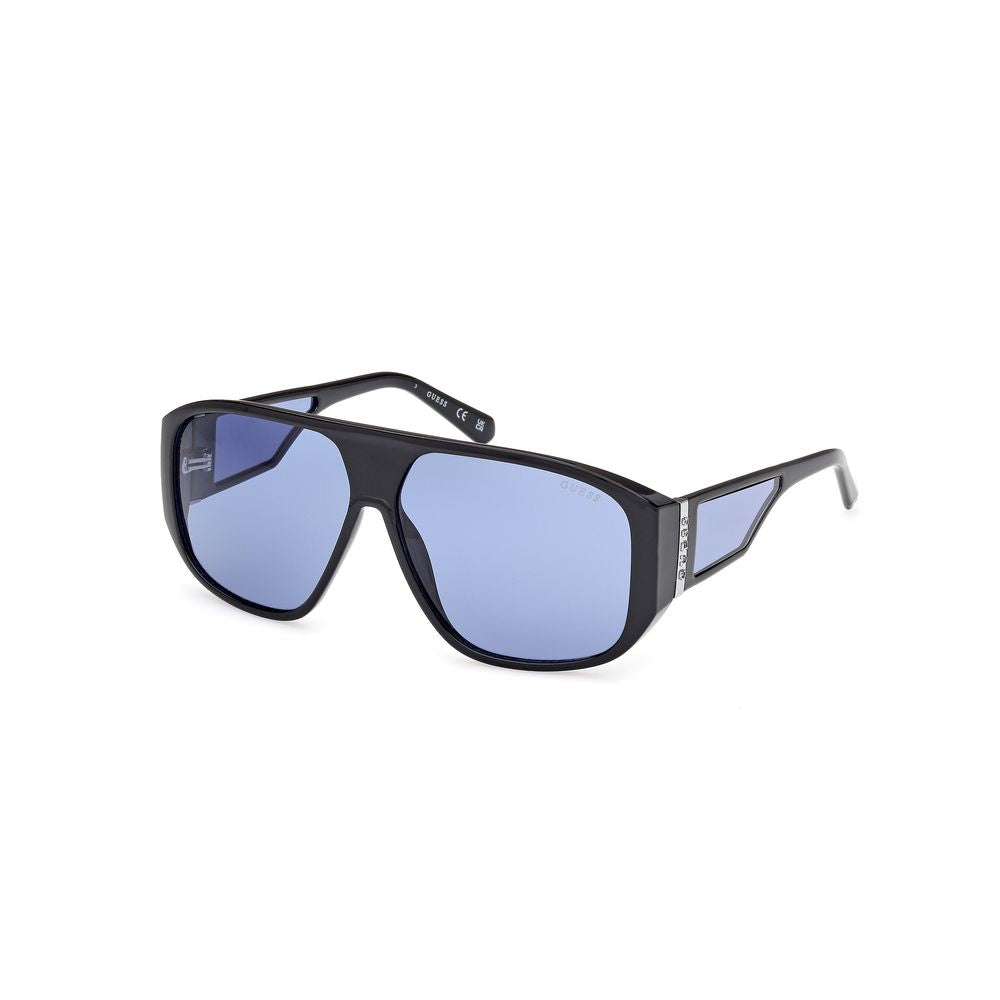 Guess Unisex Sunglasses – Black Full-Rim Frame, Blue Lenses