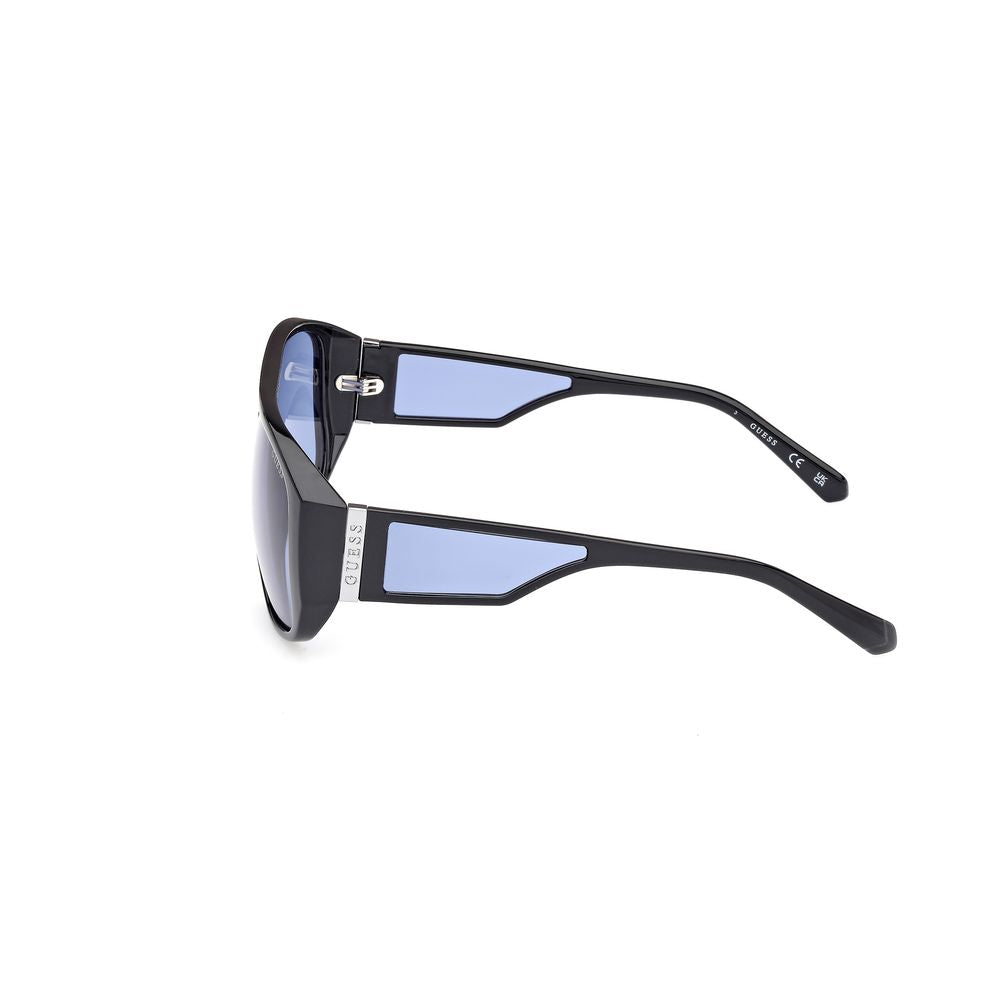 Guess Unisex Sunglasses – Black Full-Rim Frame, Blue Lenses