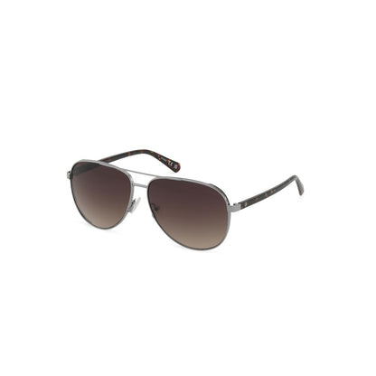Guess Men’s Sunglasses – Grey Metal Frame, Brown Lenses