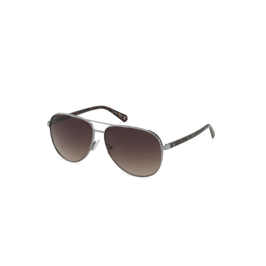 Guess Men’s Sunglasses – Grey Metal Frame, Brown Lenses
