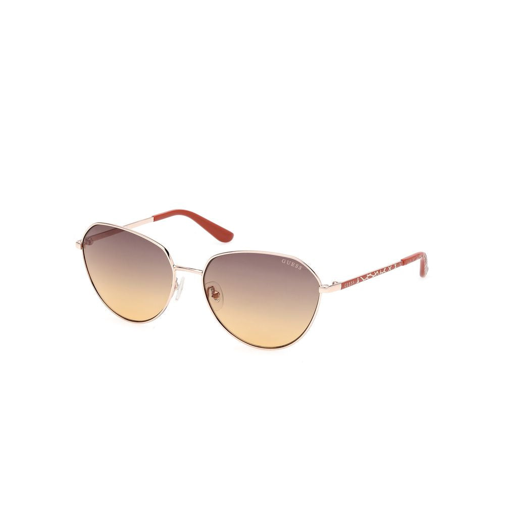 Guess Women’s Sunglasses – Golden Metal Frame, Brown Lenses