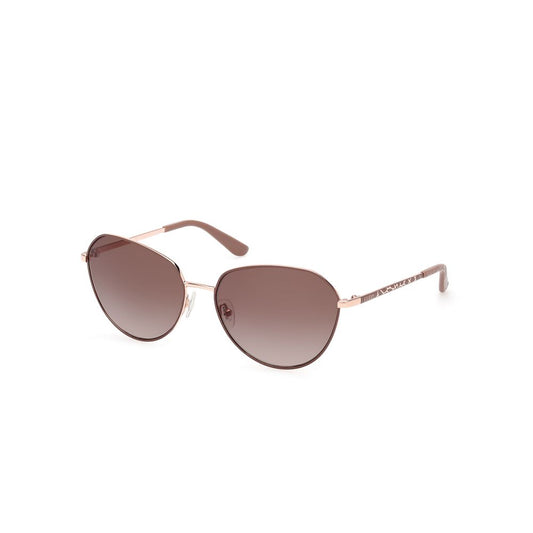 Guess Women’s Sunglasses – Beige Metal Frame, Brown Lenses
