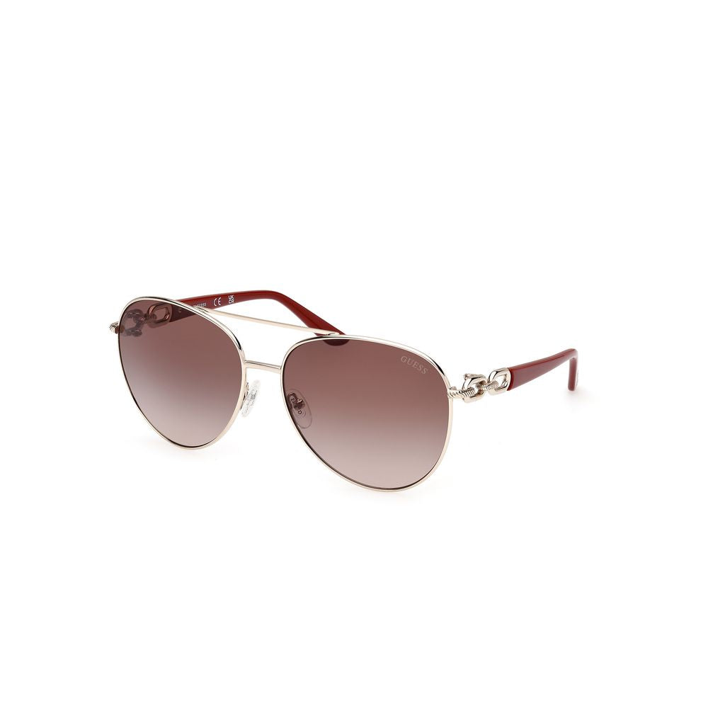 Guess Women’s Sunglasses – Golden Metal Frame, Brown Lenses