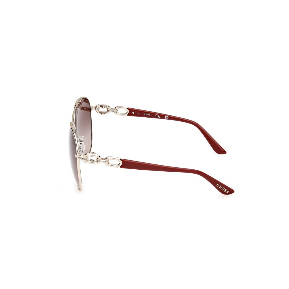 Guess Women’s Sunglasses – Golden Metal Frame, Brown Lenses