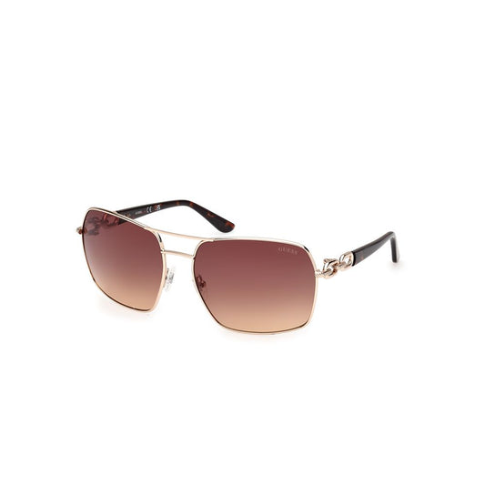 Guess Women’s Sunglasses – Golden Metal Frame, Brown Lenses