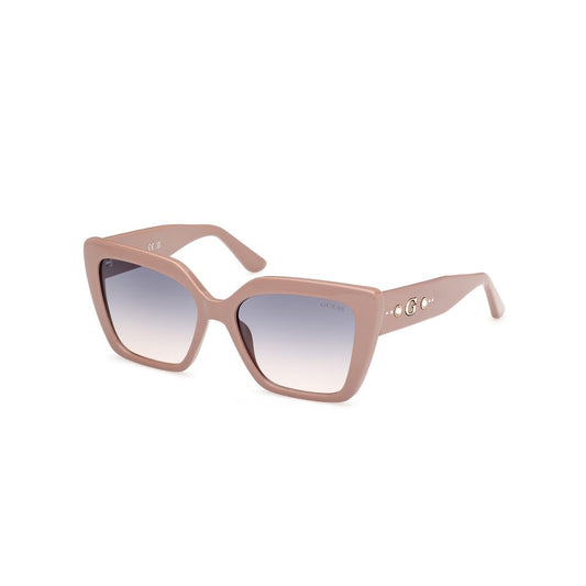 Guess Women’s Sunglasses – Beige Full-Rim Frame, Blue Lenses