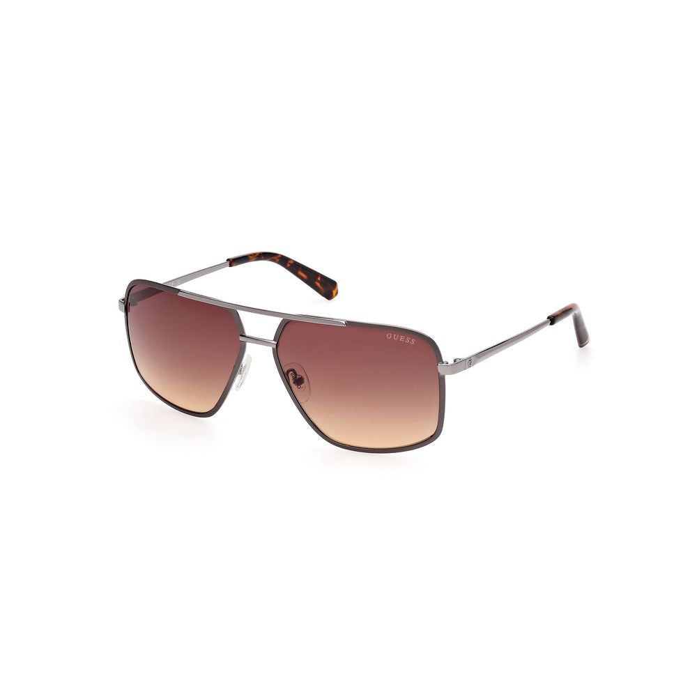 Guess Men’s Sunglasses – Grey Metal Frame, Brown Lenses