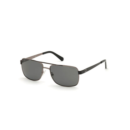 Guess Men’s Sunglasses – Grey Metal Frame, Green Lenses