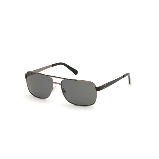 Guess Men’s Sunglasses – Grey Metal Frame, Green Lenses