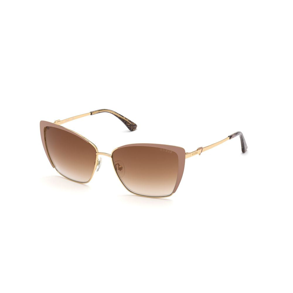 Guess Women’s Sunglasses – Beige Metal Frame, Brown Lenses