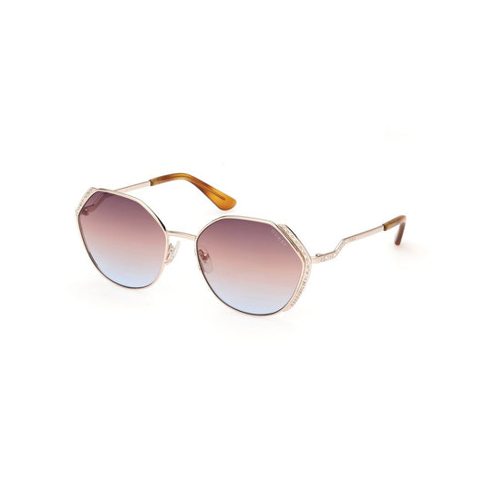 Guess Women’s Sunglasses – Golden Metal Frame, Brown Lenses