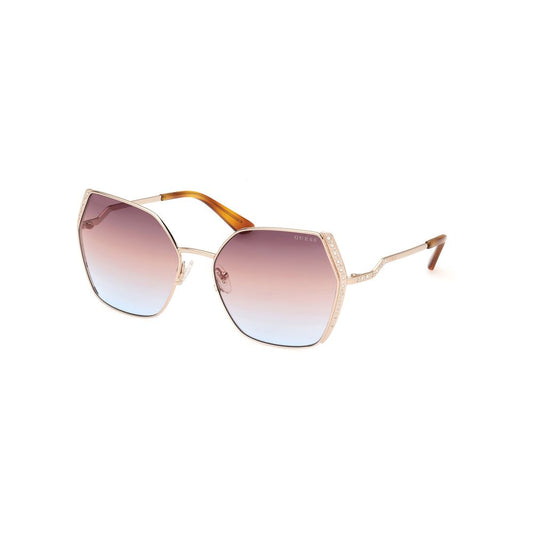 Guess Women’s Sunglasses – Golden Metal Frame, Brown Lenses