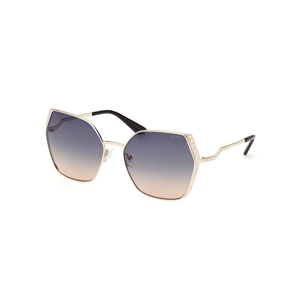 Guess Women’s Sunglasses – Golden Metal Frame, Blue Lenses