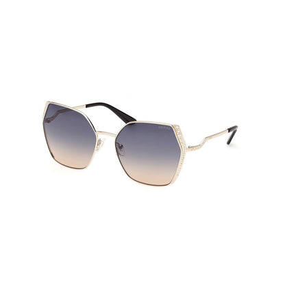 Guess Women’s Sunglasses – Golden Metal Frame, Blue Lenses