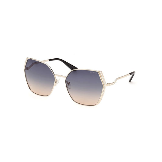 Guess Women’s Sunglasses – Golden Metal Frame, Blue Lenses