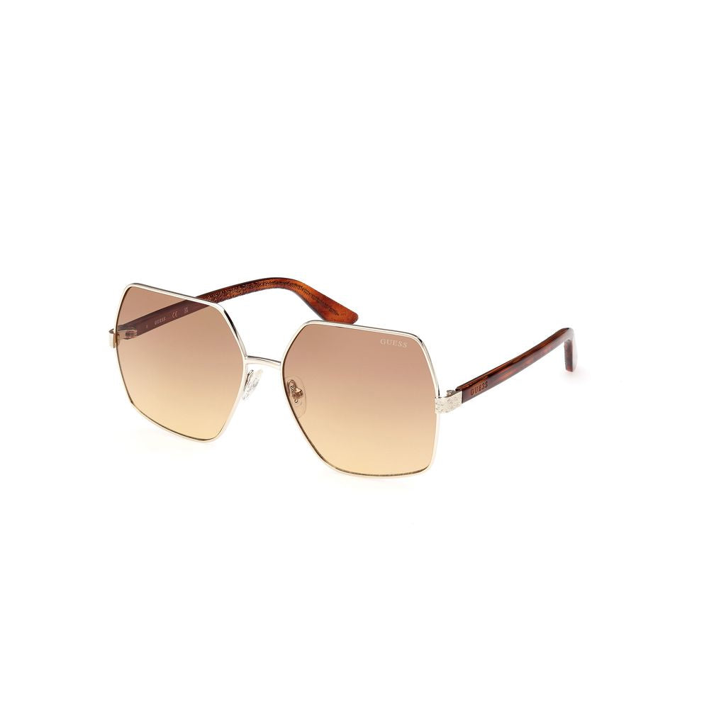 Guess Women’s Sunglasses – Golden Metal Frame, Brown Lenses