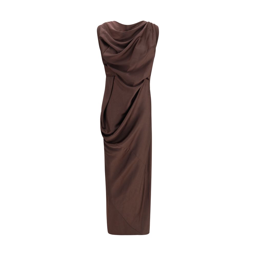 Vivienne Westwood Brown Draped Fond Maxi Cocktail Dress